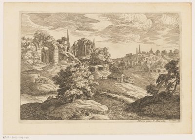 廃墟と鹿のいる風景 ティツィアーノの後の風景 (連載タイトル) 作： Moise Jean Baptiste Fouard