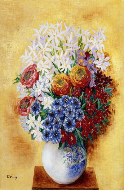 黄色い背景の花束；黄土色の花束》1934年頃 油彩・カンヴァス 作： Moise Kisling