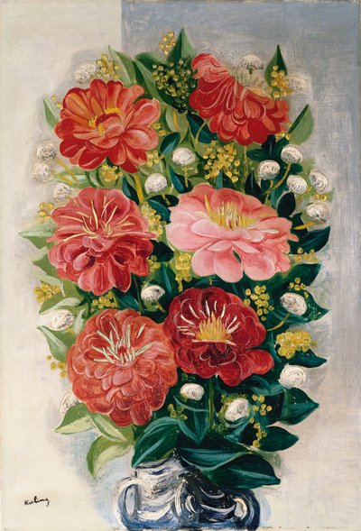 花瓶の花（油彩・キャンバス） 作： Moise Kisling