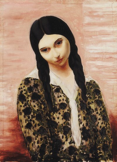 マットの上に座る少女（Jeune Fille assis aix Nattes 作： Moise Kisling