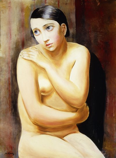 座っているヌード女性。 作： Moise Kisling