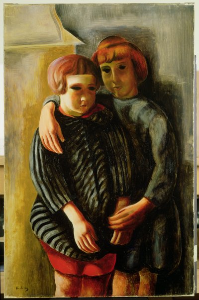 二人の子供（油彩・キャンバス） 作： Moise Kisling