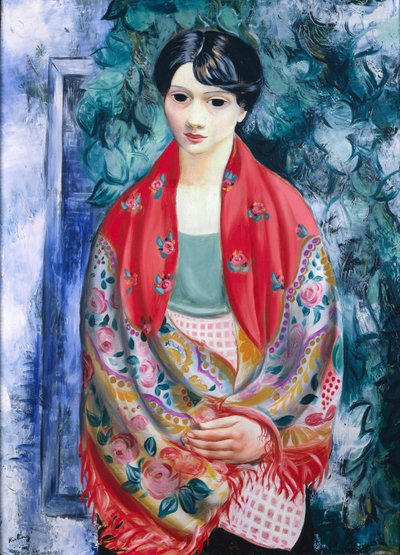 ポーランド・ショールを持つ女（油彩・キャンバス） 作： Moise Kisling