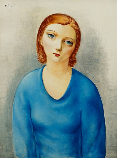 青いブラウスの若い女性；青いコサージュの若い女性 1925年頃 油彩・カンヴァス 作： Moise Kisling