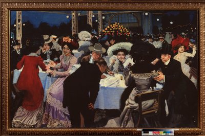 ナイトカフェ (ナイトカフェ) - Moisei Maer (Moisei-Maer) (Meer) Gertsovich Slepyan (Slepian) (1872-1941) による絵画、キャンバスに油彩 作： Moisei Maer Gertsovich Slepian