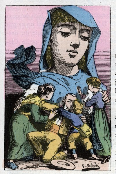 1882年にB.モロク（1849-1909）が描いた漫画、Touchatoutの「Le Trombinoscope」における19世紀の慰安婦の寓意。個人蔵。 作： Moloch