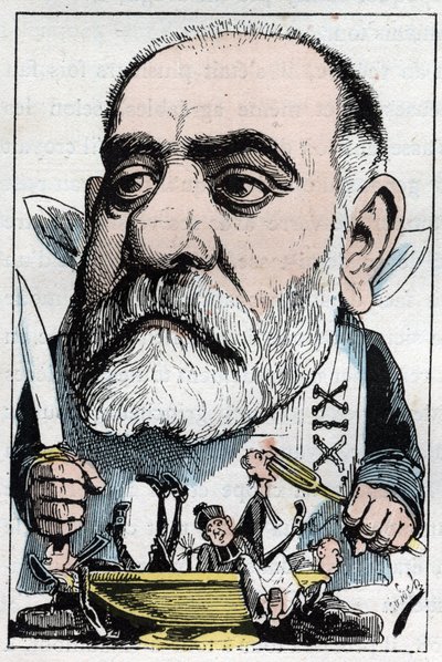 演劇評論家Francisque Sarcey（1827-1899）を描いた漫画 作： Moloch