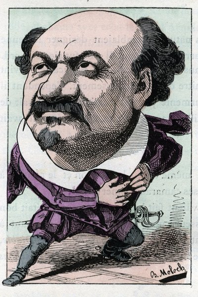 フランソワ・ピエール・ヴィラレ（1830-1896）のポートレート。1863年から1882年にかけてオペラのテノールとして活躍したトゥチャトゥの「トロンビノスコープ」、1882年のB.モロク（1849-1909）による風刺画。個人のコレクション。 作： Moloch