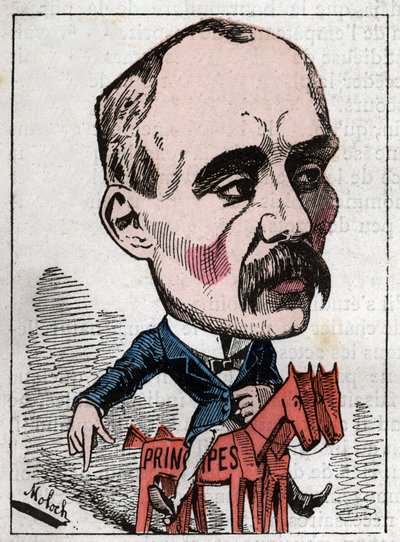 ジョルジュ・クレマンソー（1841-1929）の政治家としての肖像（Touchatout作「Le Trombinoscope」）、1882年のB・モロク（1849-1909）による風刺画。個人のコレクション。 作： Moloch