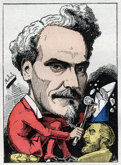 アンリ・ド・ロシュフォール（1831-1913）侯爵、ジャーナリスト、政治家、作家の肖像（1882年のB.モロクによる漫画、トゥチャウト作「Le Trombinoscope」より個人蔵。 作： Moloch