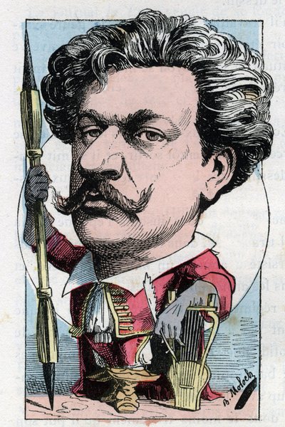 ルイ・アレクサンドル・ゴッセ・ド・ギーヌ（アンドレ・ギル）（1840年～1885年）の肖像は、1882年にB.モロクが描いた漫画、トゥータウトの「トロンビノスコープ」に登場するフランスの詩人画家。個人蔵。 作： Moloch