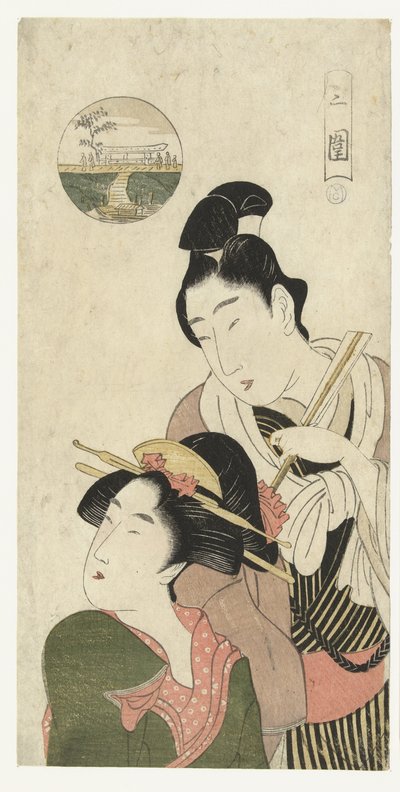 めぐりに行こうと考える男女 めぐり 作： Momokawa Chôki (attributed to)