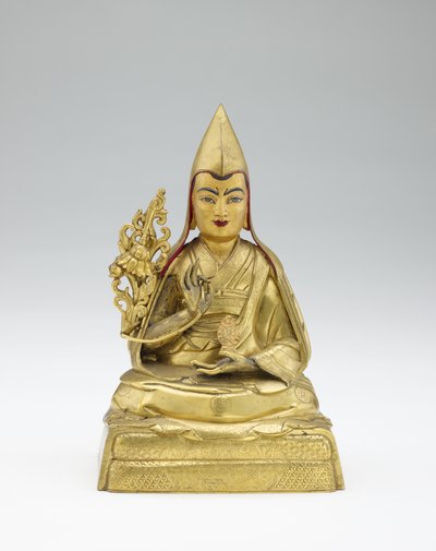 19世紀半ばのラマと教師の部分的なセットからの正体不明の教師（金色の銅合金） 作： Mongolian School