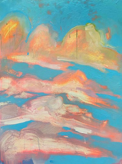 盗まれた夕日 1, 2022 （パネル、アクリル、フラッシェ） 作： Monica Perez Vega