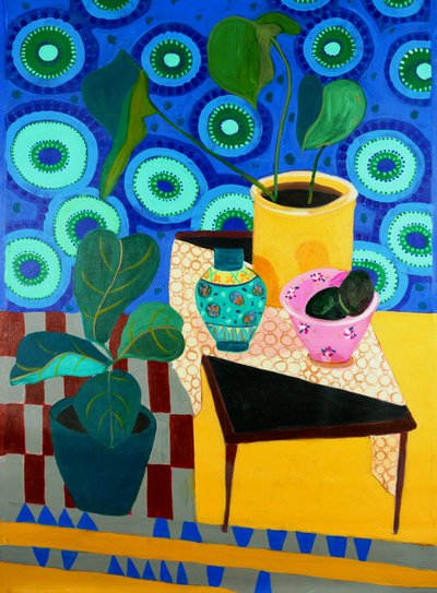 鮮やかな植物の静物画 作： 