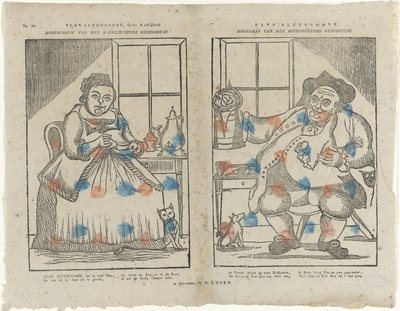 Trijn Antijddorst、生まれ：Koffijlief。 ／コーヒー姉妹会社の社長。 /ハンス・アルティドルスト。 / ビール飲料会社の社長 (オブジェクトのタイトル) 作： Monogrammist B (prentmaker)