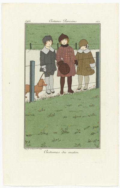Journal des Dames et des Modes、パリの衣装、1914年、No. 147: 朝の衣装 作： Monogrammist MFN