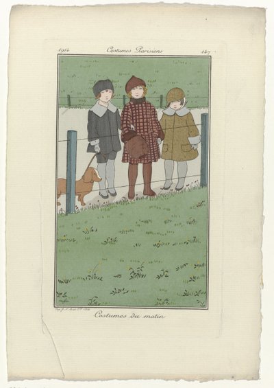 Journal des Dames et des Modes、パリの衣装、1914年、No. 147: 朝の衣装 作： Monogrammist MFN