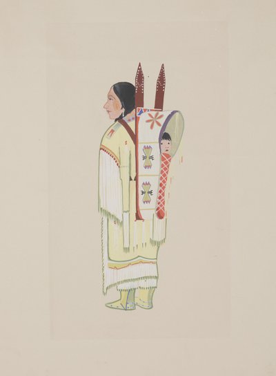 Kiowa Squaw、c.1934（水彩） 作： Monroe Tsatoke