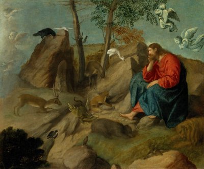 荒野のキリスト、ca。 1515-20。 作： Moretto da Brescia