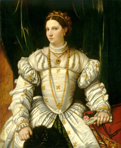 白い服を着た女性の肖像 作： Moretto da Brescia