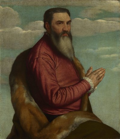 長いひげを持つ男の祈り、1545年 作： Moretto da Brescia