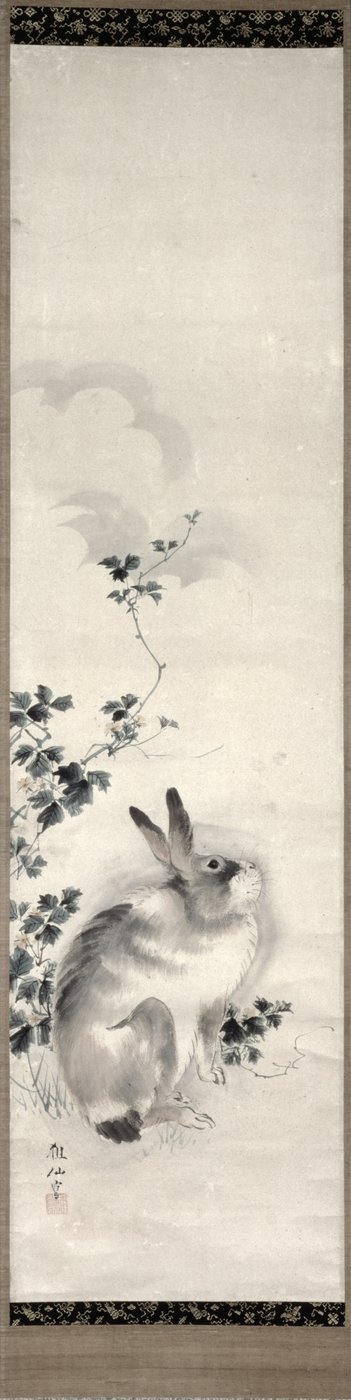 野ウサギ、1800年頃（紙に水彩） 作： Mori Sosen