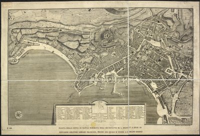 ナポリの地図、ナポリ市の計画 ... M.L. ジョリベット...ベリン。 [sic] と sclp。 1755年（彫刻） 作： Morise Lewes Jolivet