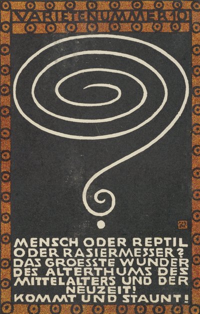 Variety Act 10: Man or Reptile or Razor Variety Act 10: Man or Reptile or Razor..., 1907. 作： Moritz Jung