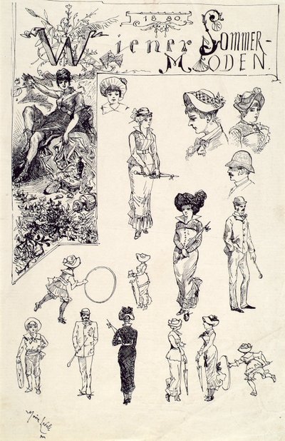 ウィーンのタイプ 1880 (ウィーンの夏のファッション) 作： Moritz Ledeli