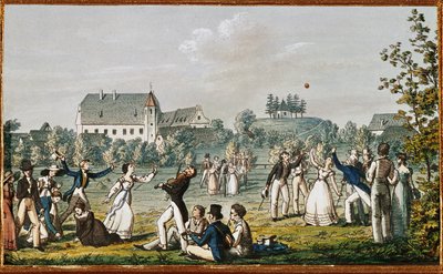 アッツェンブルックでのボールゲーム...（エッチング） 作： Moritz Ludwig von Schwind