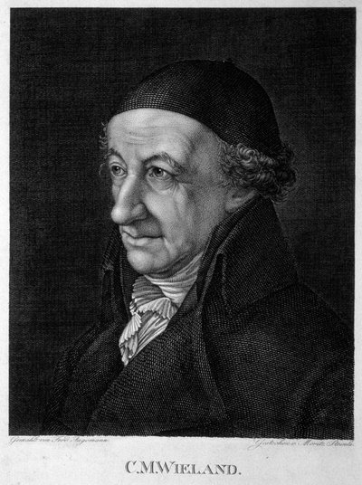 詩人で作家のクリストフ マルティン ヴィーラントの肖像、1733 年から 1813 年、19 世紀。 作： Moritz Steinla