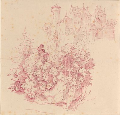 高い崖の上の要塞化された城 作： Moritz Ludwig von Schwind
