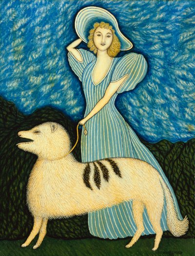 女の子と犬 作： Morris Hirshfield