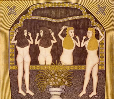 鏡の前の二人の女性 作： Morris Hirshfield