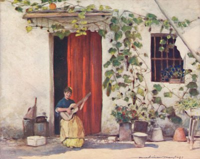 コートヤード、セビリア、1903年。 作： Mortimer L Menpes