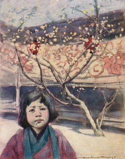 「梅色の日本の少女」、c1887、1901 作： Mortimer L Menpes