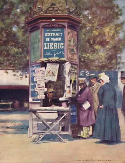 「ニューススタンド、パリ」、1903 作： Mortimer L Menpes