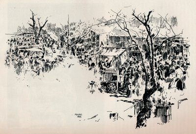浅草のストリートシーン、c1897 作： Mortimer L Menpes