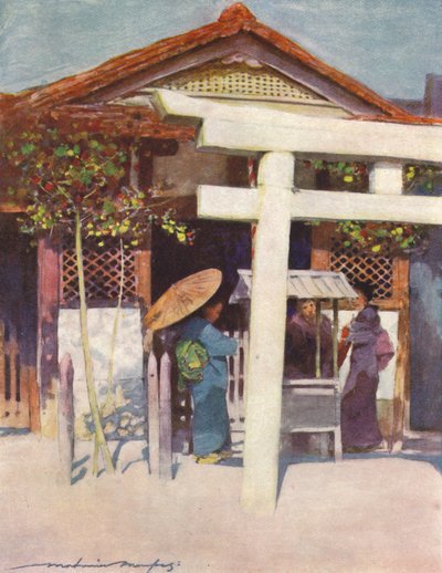 「日当たりの良い寺院」、c1887、1901 作： Mortimer L Menpes