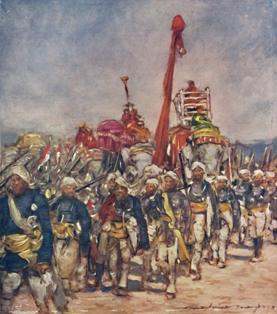 「家臣行列の典型的なグループ」、1903 作： Mortimer L Menpes