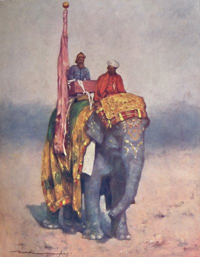 「ラージプタナの砂地から来た象」、1903 年 作： Mortimer L Menpes