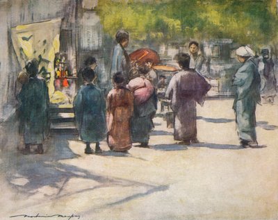 屋台の前、c1887、1901 作： Mortimer L Menpes