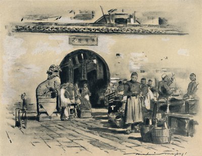 「上海の街で」、1903 作： Mortimer L Menpes