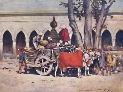 「デリー ダーバー中の鉄道駅の外のシーン」、1903 年 作： Mortimer L Menpes