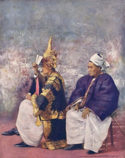「ダルバールを見守るシャン族長」、1903 年 作： Mortimer L Menpes