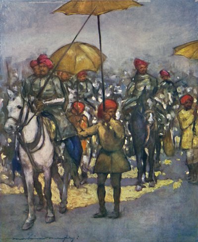 1903年のネイティブレビューでのシャン族長の保持者 作： Mortimer L Menpes