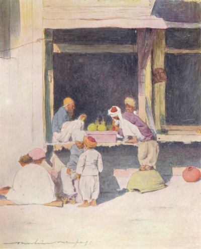 ペシャブールのバザール、1905 作： Mortimer Ludington Menpes