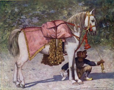 ラオ・オブ・カッチの従者である有名な導かれた馬 作： Mortimer Ludington Menpes
