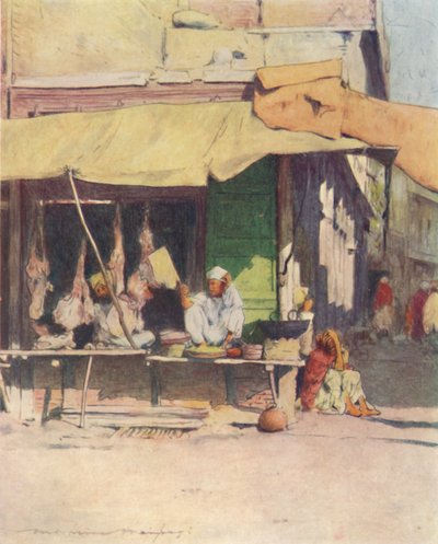 ペシャウールの肉屋、1905年 作： Mortimer Ludington Menpes